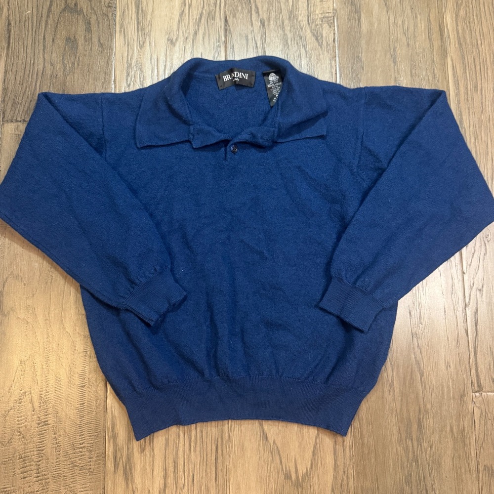 BRANDINI Boys Blue Merino Wool Polo Sweater‎ Made in Italy Size M